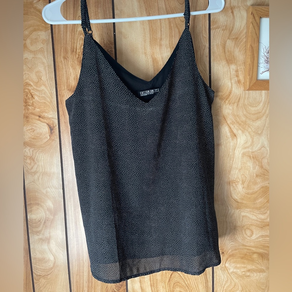 Chic Black and White Spotted Cami Top